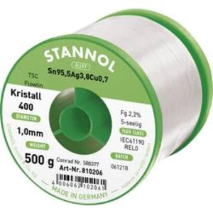 Cínová pájka PBF, Sn95,5Ag3,8Cu0,7, Ø 1 mm, 500 g, Stannol Flowtin TS