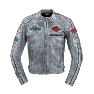 Pánská kožená moto bunda W-TEC Sheawen Waxed Grey  šedá  4XL