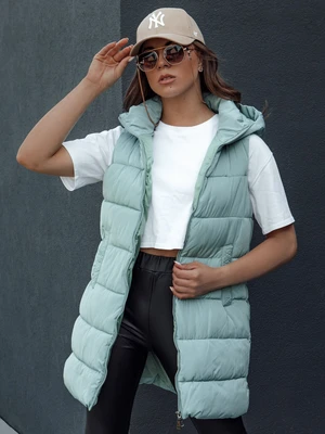 Women's quilted vest with hood BRITA green Dstreet