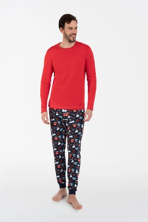 Men's pajamas Rojas long sleeves, long legs - red/print