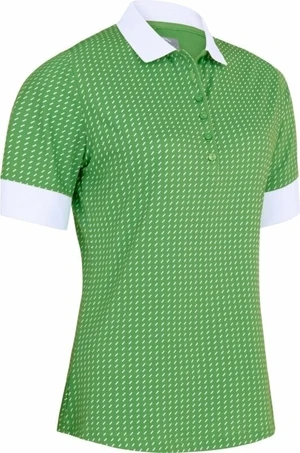 Callaway Women Above The Elbow Sleeve Printed Button Bright Green XS Camiseta polo