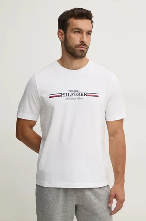 Tričko Tommy Hilfiger bílá barva, s potiskem, MW0MW36480