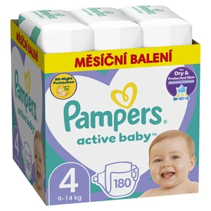 Pampers Active Baby 4 9-14 kg 180 ks,PAMPERS Active Baby Plienky jednorazové 4 (9-14 kg) 180 ks - MESAČNÁ ZÁSOBA