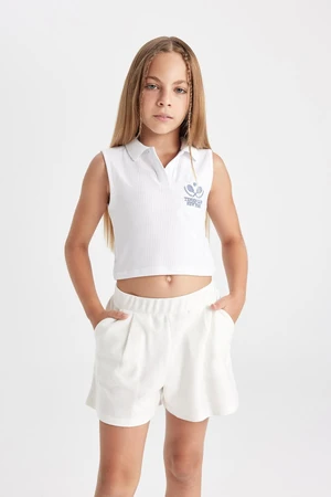 DEFACTO Girl's Polo Neck Sports Printed Undershirt