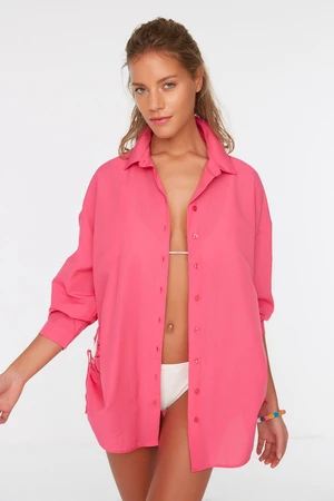 Trendyol Fuchsia Gathered Woven Beach Shirt