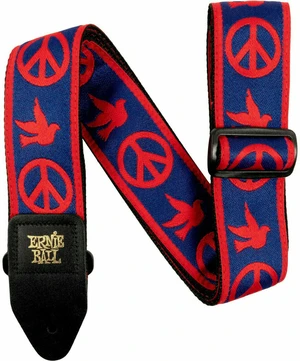 Ernie Ball Classic Jacquard Gitarový pás Red & Blue Peace Love Dove