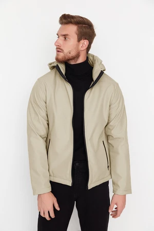 Trendyol Beige Men's Zippered Detachable Hooded Jacket