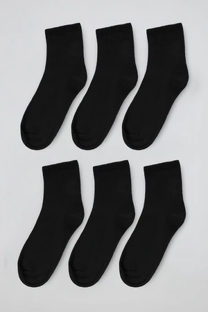 Trendyol Black 6 Pack Cotton Corded Knitted Socks