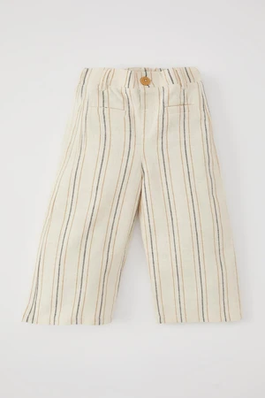 DEFACTO Baby Girl Wide Leg Striped Flamed Poplin Trousers