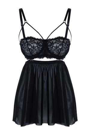 Trendyol Black Lace Skirt Detachable Rope Strap Knitted Babydoll