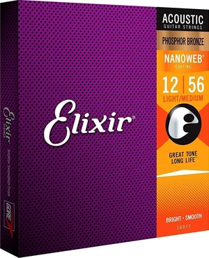 Elixir 16077 Nanoweb 12-56 Struny do gitary akustycznej