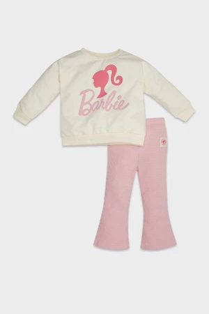 DEFACTO Baby Girl Barbie Crew Neck Sweatshirt Elastic Waist Bell-bottomed Leggings 2-Piece Set