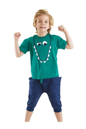 Denokids Funny Crocodile Boy Summer T-shirt Pocket Capri Shorts Set