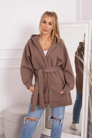 Insulated raincoat with waist tie mocha