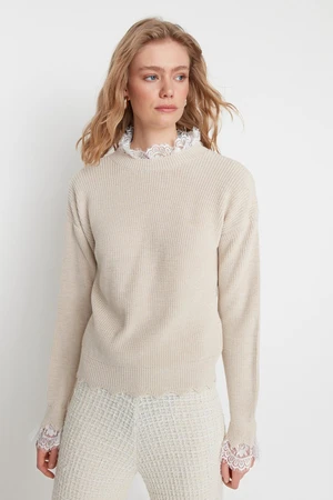 Trendyol Stone Lace Detailed Knitwear Sweater