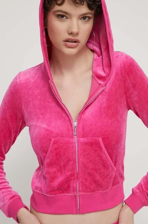 Mikina Juicy Couture dámská, růžová barva, s kapucí, s aplikací