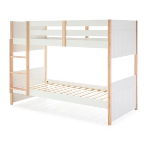 Białe łóżko piętrowe dla dzieci z drewna sosnowego Marckeric Kiara, 90x190 cm