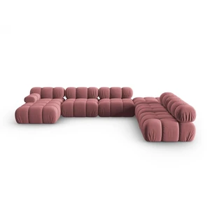 Różowa aksamitna sofa 379 cm Bellis – Micadoni Home