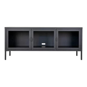 Czarna metalowa szafka pod TV 130x55 cm Brisbane – House Nordic