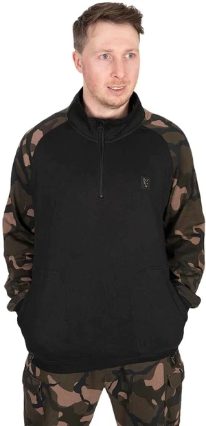 Fox Fishing Hoodie LW Black/Camo Qtr Zip - 3XL