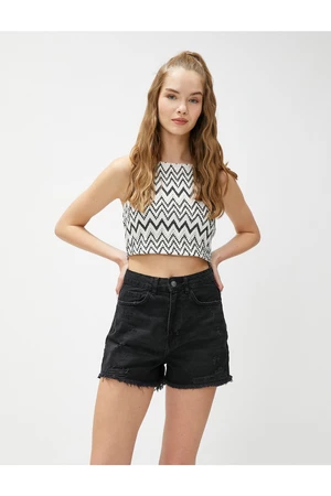 Koton Crop Athlete Halterneck Knitted Pattern