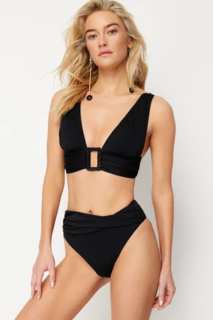 Trendyol Black Knotted High Waist Hipster Bikini Bottom