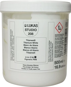 Lukas Studio Oil Paint Plastic Pot Vopsea cu ulei Alb Titanium 500 ml 1 buc
