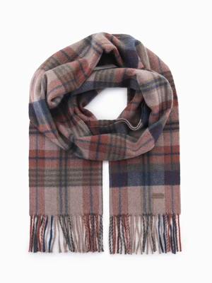 Ombre Men's Scottish check scarf with tassels - brown and brick