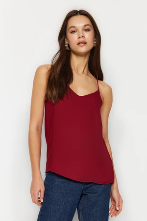 Trendyol Dark Red Basic Strappy Woven Blouse