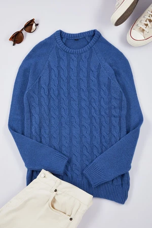 Trendyol Indigo Unisex Crew Neck Hair Knit Sweater