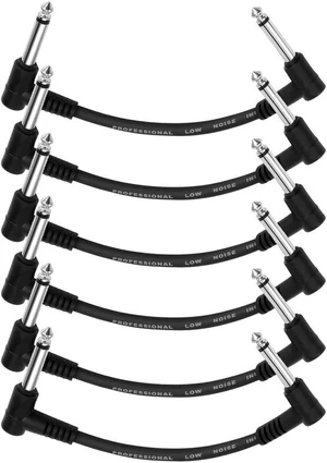 Donner EC1048 15cm Guitar Patch Cable Black 6-Pack 15,25 cm Angle - Angle Câble de patch