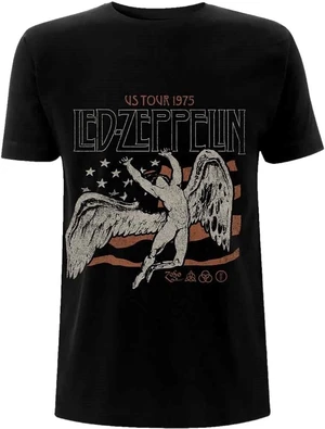 Led Zeppelin T-Shirt US 1975 Tour Flag Unisex Black 2XL