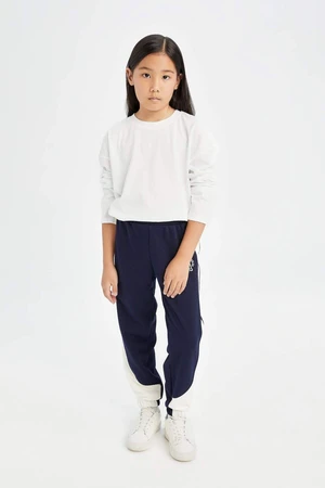 DEFACTO Girl Printed Elastic Waist Leg Navy Blue Jogger Sweatpants