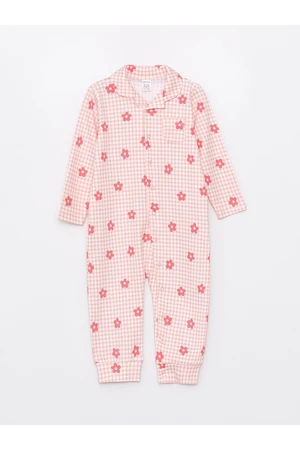 LC Waikiki Shirt Collar Long Sleeve Baby Girl Rompers