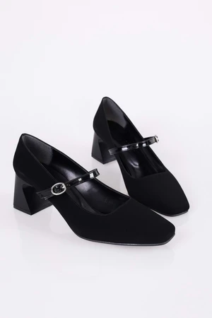 Shoeberry Women's Rylee Black Suede Casual Heel Shoes