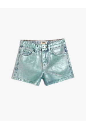 Koton Mini Denim Shorts Elastic Waist Pocket Cotton