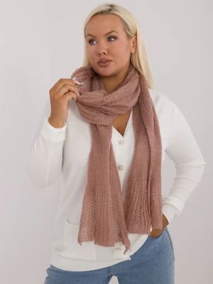 Dark pink knitted women's openwork scarf