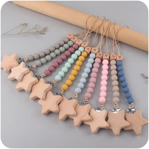 Baby Pacifier Clip Silicone Pacifiers Holder Chain Beech Teething Toy