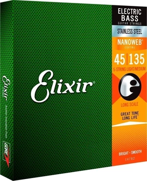 Elixir 14782 NanoWeb Light/Medium 45-135 Set de 5 corzi pentru bas