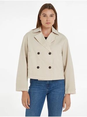 Beige women's light cropped coat Tommy Hilfiger