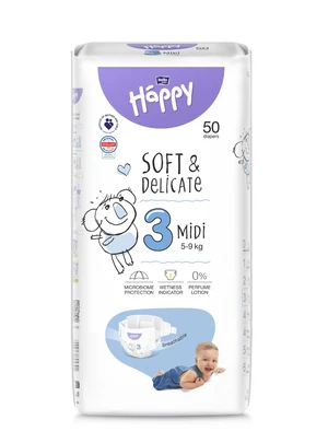 Bella Baby Happy Soft&Delicate 3 Midi 5–9 kg dětské pleny 50 ks