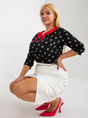 Black elegant blouse plus size with flowers