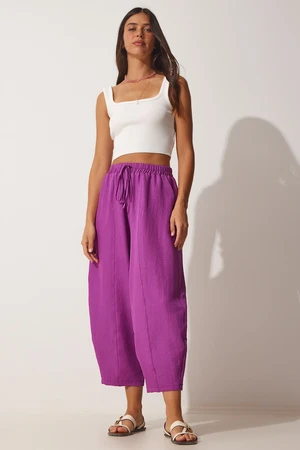 Happiness İstanbul Women's Plum Pocket Ayrobin Shalwar Trousers