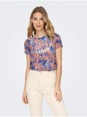 Orange-blue floral T-Shirt ONLY Rilla - Women