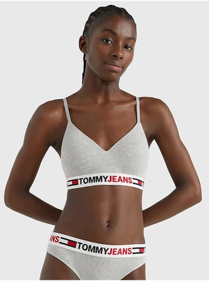 Světle šedá dámská žíhaná podprsenka Tommy Jeans