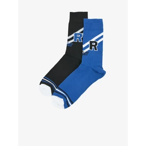 Set of two pairs of men's socks in black and blue Replay