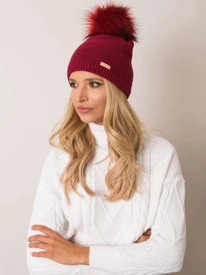 Burgundy hat with pompom RUE PARIS