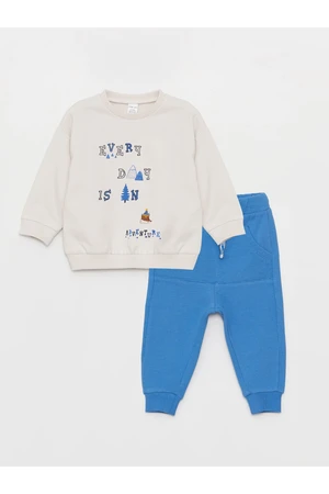 LC Waikiki Crew Neck Printed Long Sleeve Baby Boy Sweatshirt and Sweatpants 2-Piece Set