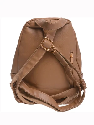 Dark beige women's backpack with magnetic closure