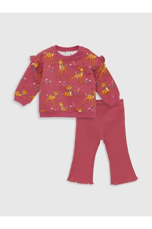 LC Waikiki Crew Neck Bambi Baby Girl Sweatshirt and Leggings 2-Pack